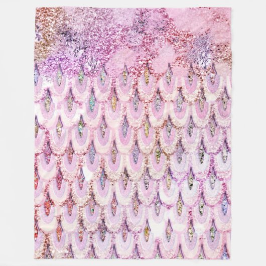 Iridescent roze Glitter Mermaid Fish Scales Fleece Deken (Voorkant)