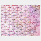 Iridescent roze Glitter Mermaid Fish Scales Fleece Deken (Voorkant (Horizontaal))