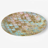 Iridescent Roze Glitter Mermaid Fish Scales Papieren Bordje (Gekanteld)