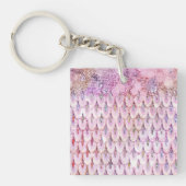 Iridescent roze Glitter Mermaid Fish Scales Sleutelhanger (Voorkant)