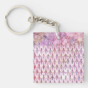 Iridescent roze Glitter Mermaid Fish Scales Sleutelhanger