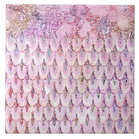 Iridescent roze Glitter Mermaid Fish Scales Tegeltje (Voorkant)