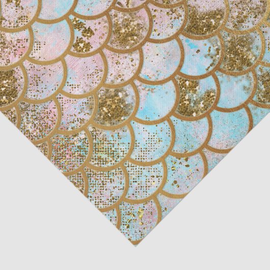 Iridescent Roze Glitter Mermaid Fish Scales Tissuepapier (Detail)