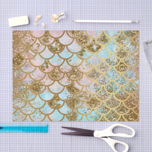 Iridescent Roze Glitter Mermaid Fish Scales Tissuepapier (Craft)