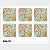 Iridescent Roze Glitter Mermaid Fish Scales Vierkante Sticker (Vel)