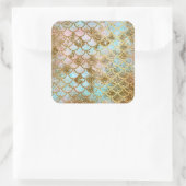 Iridescent Roze Glitter Mermaid Fish Scales Vierkante Sticker (Tas)