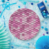 Iridescent roze glitter Shiny Mermaid Fish Scales Papieren Bordje (Feest)