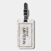 Iridescent roze marmer bagagelabel (Voorkant verticaal)