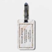 Iridescent roze marmer bagagelabel (Achterkant verticaal)