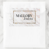 Iridescent roze marmer rechthoekige sticker (Tas)