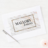 Iridescent roze marmer rechthoekige sticker (Envelop)