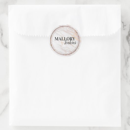 Iridescent roze marmer ronde sticker (Tas)