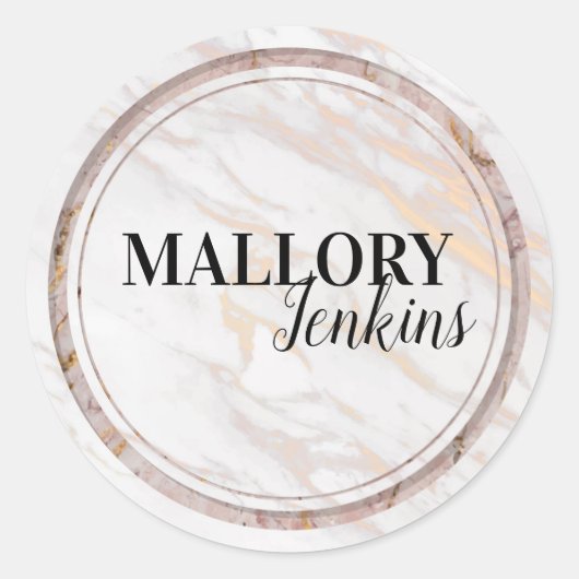 Iridescent roze marmer ronde sticker (Voorkant)