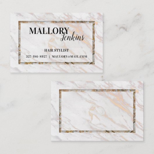 Iridescent roze marmer visitekaartje (Voorkant / Achterkant)