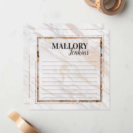 Iridescent roze notitiekaart notitiekaartje (Voorkant / Achterkant in situ)