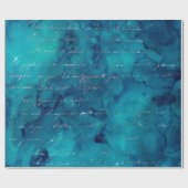 Iridescent Script op Abstract Blauwgroen Cadeaupapier (Vlak)