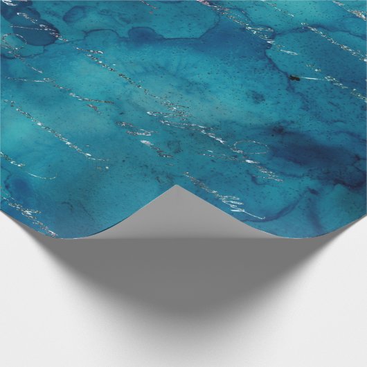 Iridescent Script op Abstract Blauwgroen Cadeaupapier (Hoek)