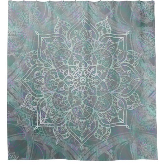 Iridescent Shimmer Mandala Boho Chic Douchegordijn (Voorkant)