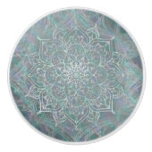 Iridescent Shimmer Mandala Boho Chic Keramische Knop (Voorkant)