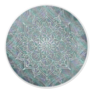 Iridescent Shimmer Mandala Boho Chic Keramische Knop