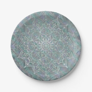 Iridescent Shimmer Mandala Boho Chic Papieren Bordje