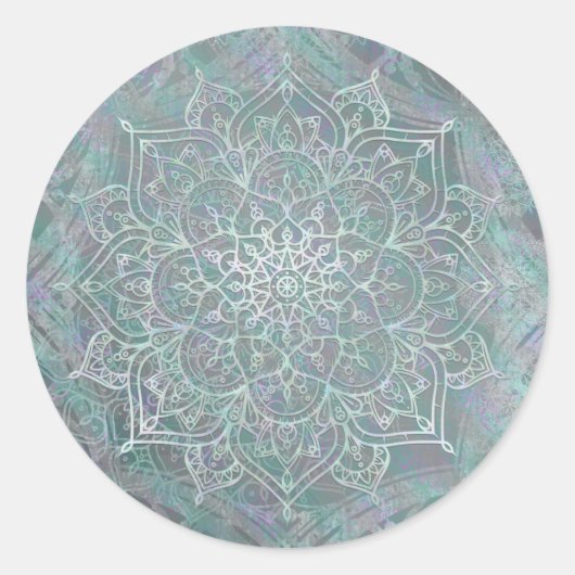 Iridescent Shimmer Mandala Boho Chic Ronde Sticker (Voorkant)