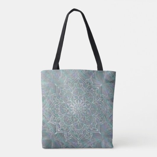 Iridescent Shimmer Mandala Boho Chic Tote Bag (Achterkant)