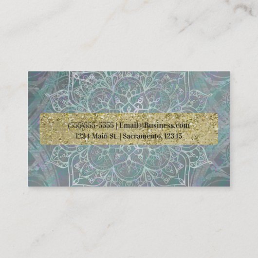 Iridescent Shimmer Mandala Boho Chic Visitekaartje (Achterkant)
