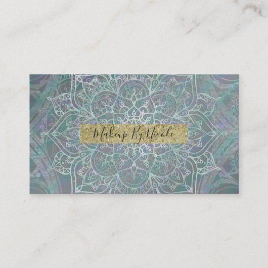 Iridescent Shimmer Mandala Boho Chic Visitekaartje (Voorkant)