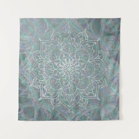 Iridescent Shimmer Mandala Boho Chic Wandkleed (Voorkant)