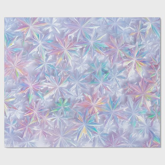 Iridescent shimmering snowflakes pattern cadeaupapier (Vlak)