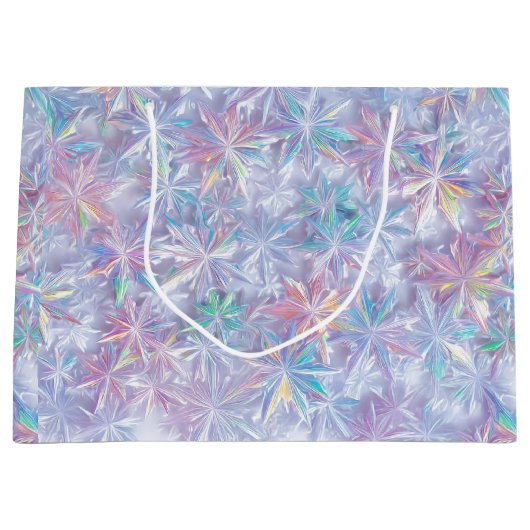 Iridescent shimmering snowflakes pattern groot cadeauzakje (Voorkant)