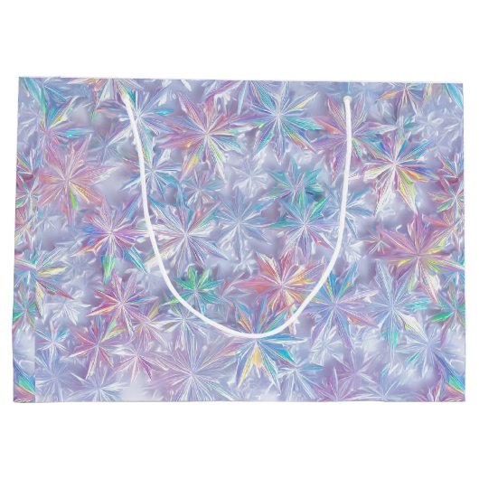 Iridescent shimmering snowflakes pattern groot cadeauzakje (Achterkant)