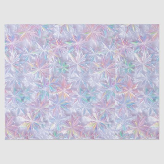 Iridescent shimmering snowflakes pattern tissuepapier (Voorkant)