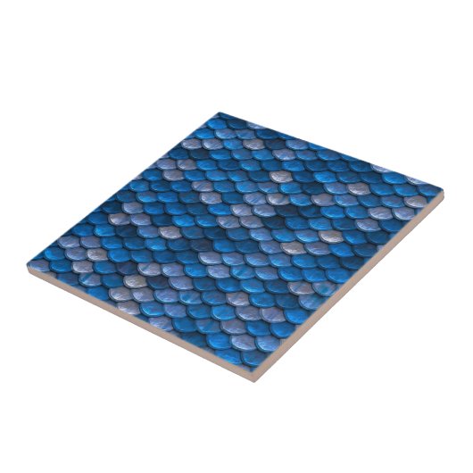 Iridescent Shiny Blue Mermaid Fish Scales Tegeltje (Zijkant)