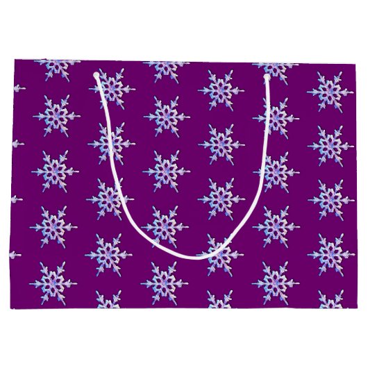 Iridescent sneeuwvlok op amethyst-paars groot cadeauzakje (Achterkant)