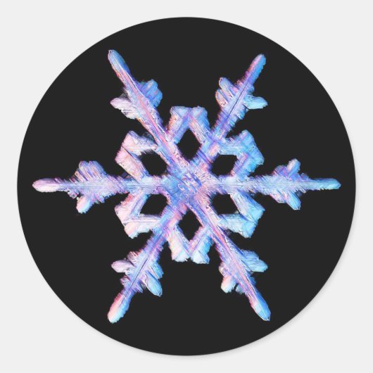Iridescent sneeuwvlok ronde sticker (Voorkant)