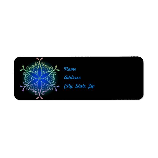 Iridescent Snowflake Address Label Sjabloon (Voorkant)