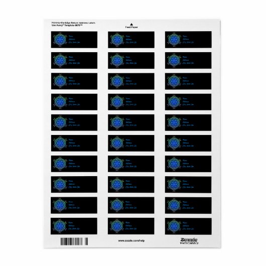Iridescent Snowflake Address Label Sjabloon (Full Sheet)