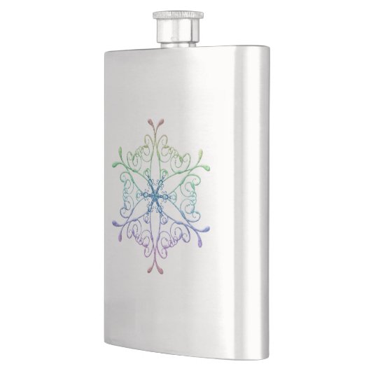 Iridescent Snowflake Flask Heupfles (Links)