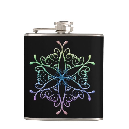 Iridescent Snowflake Flask Heupfles (Voorkant)