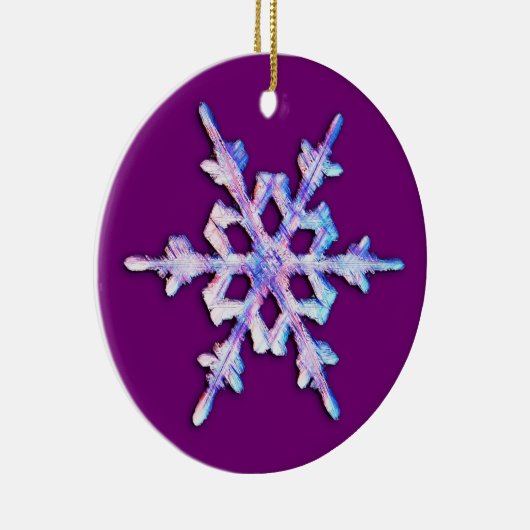 Iridescent Snowflake op Amethyst-Paars Keramisch Ornament (Rechts)