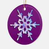 Iridescent Snowflake op Amethyst-Paars Keramisch Ornament (Links)