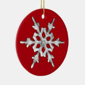 Iridescent Snowflake op Deep Red Keramisch Ornament (Rechts)