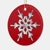 Iridescent Snowflake op Deep Red Keramisch Ornament (Links)