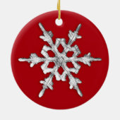 Iridescent Snowflake op Deep Red Keramisch Ornament (Achterkant)