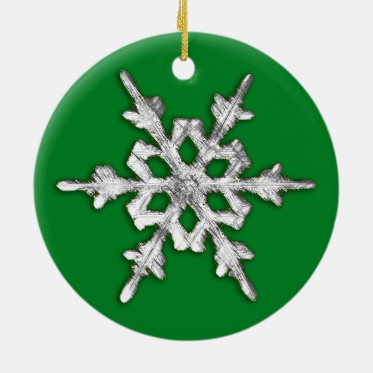 Iridescent Snowflake op Pine Green Keramisch Ornament (Achterkant)