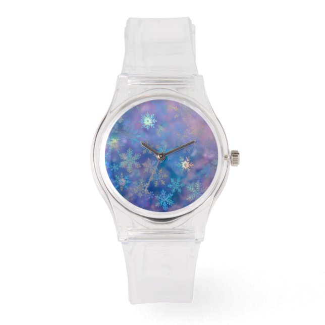 Iridescent snowflakes horloge (Voorkant)