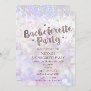 Iridescent Sparkle Bachelorette Party Invitation Kaart