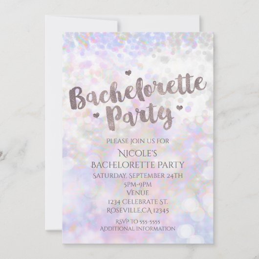 Iridescent Sparkle Bachelorette Party Uitnodiging (Voorkant)